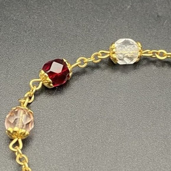 Vtg Multicolor Faceted Glass Bead Bracelet 7" Gold Tone Czech Crystal Style GLOW - Picture 4 of 8